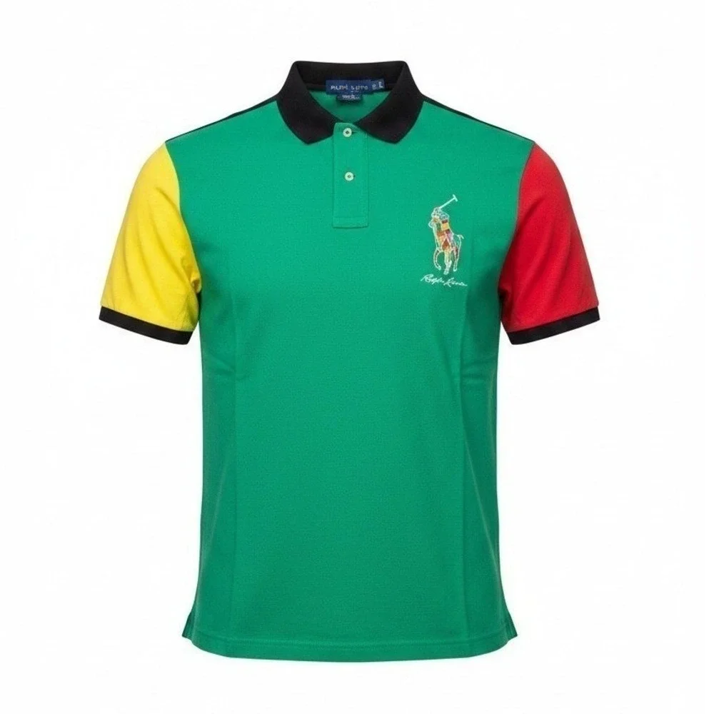 Polo Ralph Lauren Polo Shirt Mens Large Green Red Black BIG PONY NEW Classic Fit